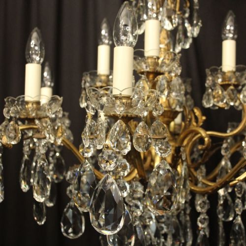 FRENCH 12 LIGHT GILDED BRONZE CRYSTAL ANTIQUE CHANDELIER - ADDITIONAL PHOTO 2