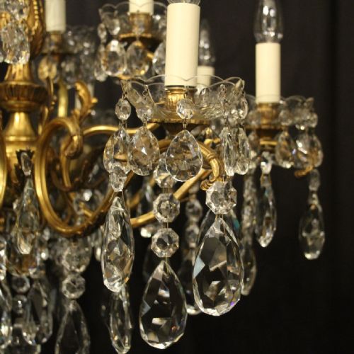 FRENCH 12 LIGHT GILDED BRONZE CRYSTAL ANTIQUE CHANDELIER - ADDITIONAL PHOTO 4
