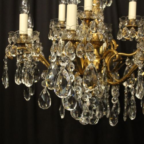 FRENCH 12 LIGHT GILDED BRONZE CRYSTAL ANTIQUE CHANDELIER - ADDITIONAL PHOTO 5