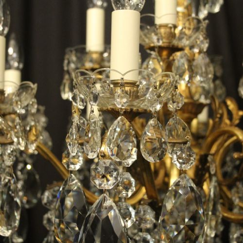 FRENCH 12 LIGHT GILDED BRONZE CRYSTAL ANTIQUE CHANDELIER - ADDITIONAL PHOTO 6