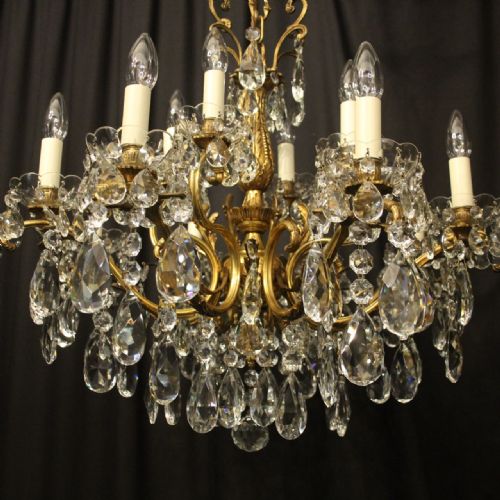 FRENCH 12 LIGHT GILDED BRONZE CRYSTAL ANTIQUE CHANDELIER - ADDITIONAL PHOTO 8