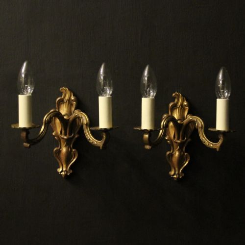 french gilded twin arm antique wall lights - CATEGORY: ANTIQUE LIGHTING - DATED 1920