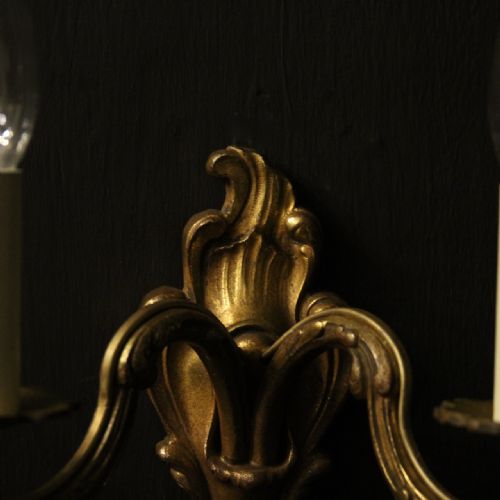 FRENCH GILDED TWIN ARM ANTIQUE WALL LIGHTS - ADDITIONAL PHOTO 3