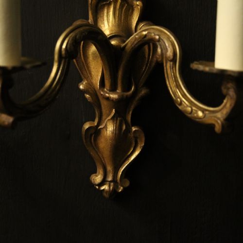 FRENCH GILDED TWIN ARM ANTIQUE WALL LIGHTS - ADDITIONAL PHOTO 6