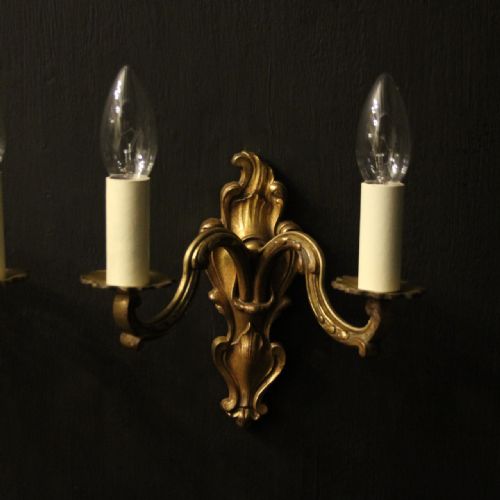 FRENCH GILDED TWIN ARM ANTIQUE WALL LIGHTS - ADDITIONAL PHOTO 8