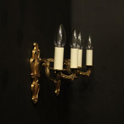 FRENCH GILDED TWIN ARM ANTIQUE WALL LIGHTS - ADDITIONAL PHOTO 9
