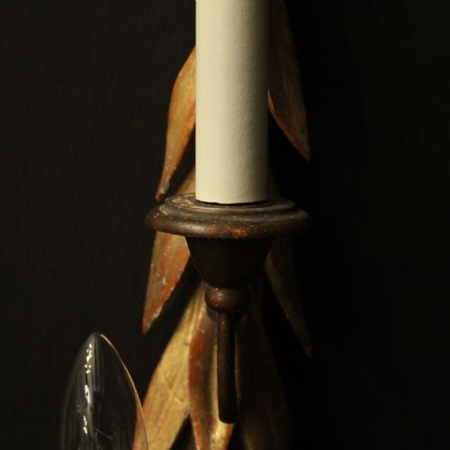FRENCH 4 ARM GILTWOOD OPPOSING ANTIQUE WALL LIGHTS - ADDITIONAL PHOTO 6