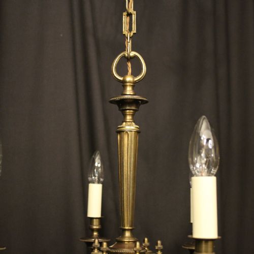 FRENCH GILDED BRASS 6 LIGHT ANTIQUE CHANDELIER - ADDITIONAL PHOTO 7