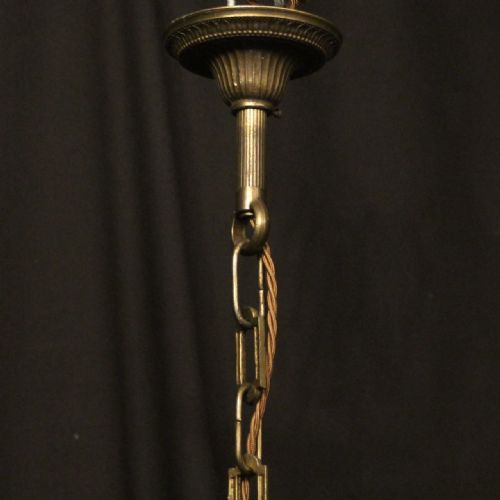 FRENCH GILDED BRASS 6 LIGHT ANTIQUE CHANDELIER - ADDITIONAL PHOTO 9