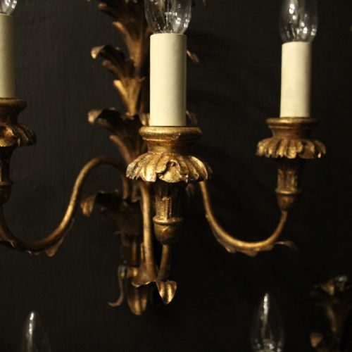 FLORENTINE SET OF 3 GILDED TRIPLE ARM WALL LIGHTS - ADDITIONAL PHOTO 2