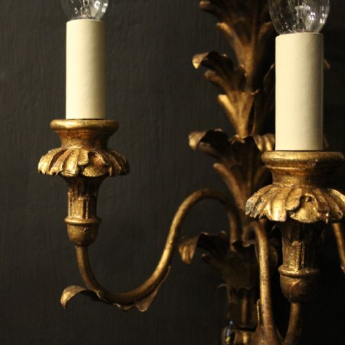 FLORENTINE SET OF 3 GILDED TRIPLE ARM WALL LIGHTS - ADDITIONAL PHOTO 3