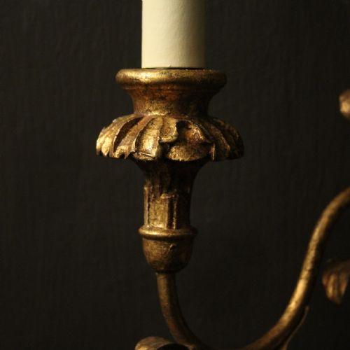 FLORENTINE SET OF 3 GILDED TRIPLE ARM WALL LIGHTS - ADDITIONAL PHOTO 4