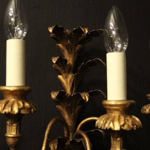 FLORENTINE SET OF 3 GILDED TRIPLE ARM WALL LIGHTS - ADDITIONAL PHOTO 8