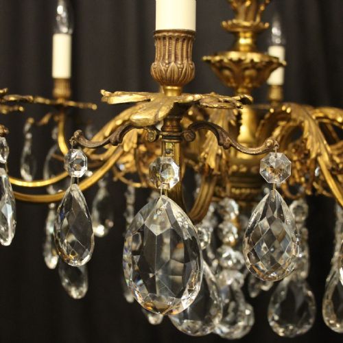 FRENCH GILDED BRONZE CRYSTAL 10 LIGHT ANTIQUE CHANDELIER - ADDITIONAL PHOTO 2