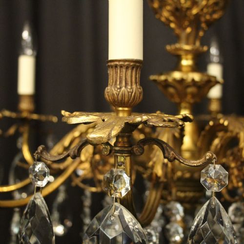 FRENCH GILDED BRONZE CRYSTAL 10 LIGHT ANTIQUE CHANDELIER - ADDITIONAL PHOTO 4