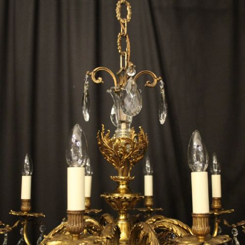 FRENCH GILDED BRONZE CRYSTAL 10 LIGHT ANTIQUE CHANDELIER - ADDITIONAL PHOTO 7