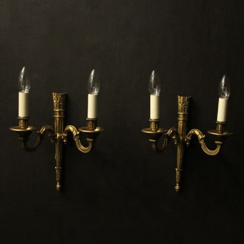 french pair of gilded bronze antique wall lights - CATEGORY: ANTIQUE LIGHTING - DATED 1920