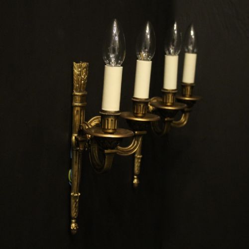 FRENCH PAIR OF GILDED BRONZE ANTIQUE WALL LIGHTS - ADDITIONAL PHOTO 9