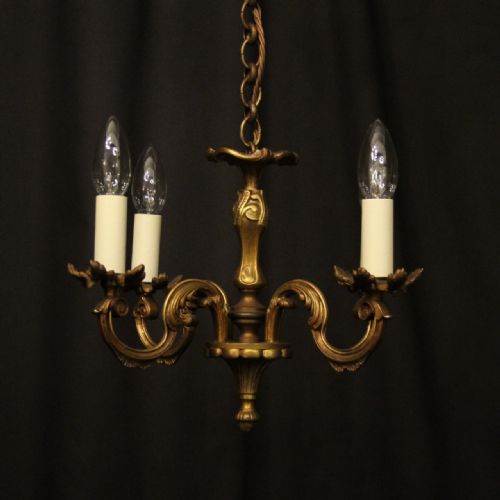 french gilded bronze 4 light antique chandelier - CATEGORY: ANTIQUE LIGHTING - DATED 1920