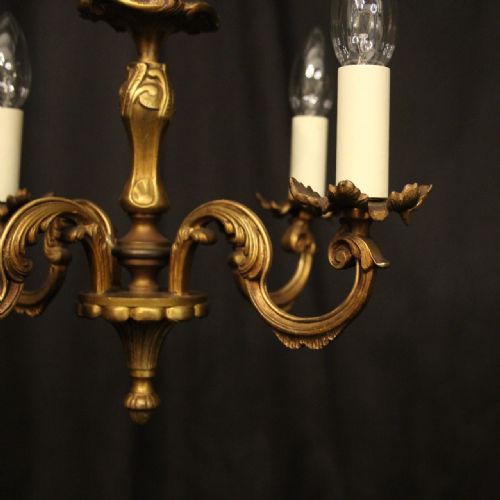 FRENCH GILDED BRONZE 4 LIGHT ANTIQUE CHANDELIER - ADDITIONAL PHOTO 1