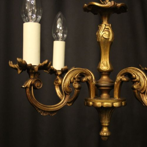 FRENCH GILDED BRONZE 4 LIGHT ANTIQUE CHANDELIER - ADDITIONAL PHOTO 2