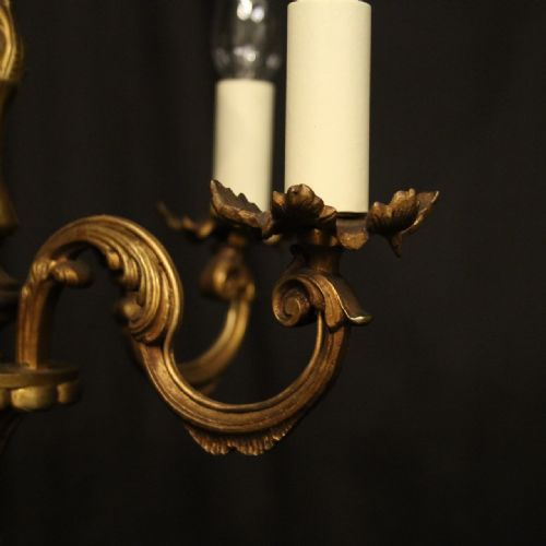 FRENCH GILDED BRONZE 4 LIGHT ANTIQUE CHANDELIER - ADDITIONAL PHOTO 3