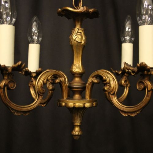 FRENCH GILDED BRONZE 4 LIGHT ANTIQUE CHANDELIER - ADDITIONAL PHOTO 4