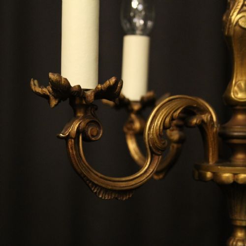 FRENCH GILDED BRONZE 4 LIGHT ANTIQUE CHANDELIER - ADDITIONAL PHOTO 5