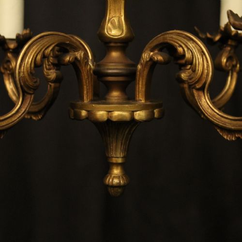 FRENCH GILDED BRONZE 4 LIGHT ANTIQUE CHANDELIER - ADDITIONAL PHOTO 6