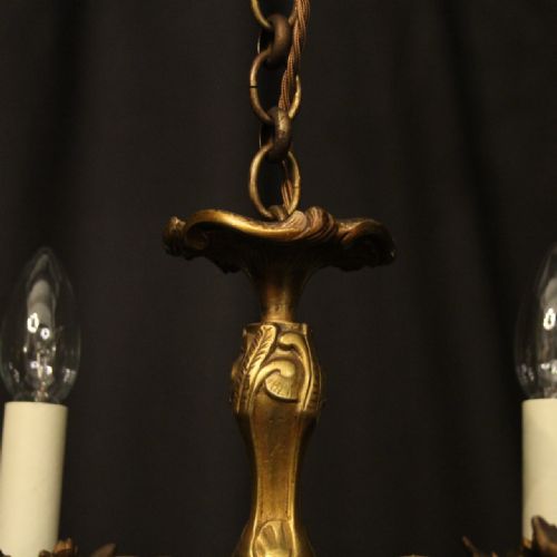 FRENCH GILDED BRONZE 4 LIGHT ANTIQUE CHANDELIER - ADDITIONAL PHOTO 7