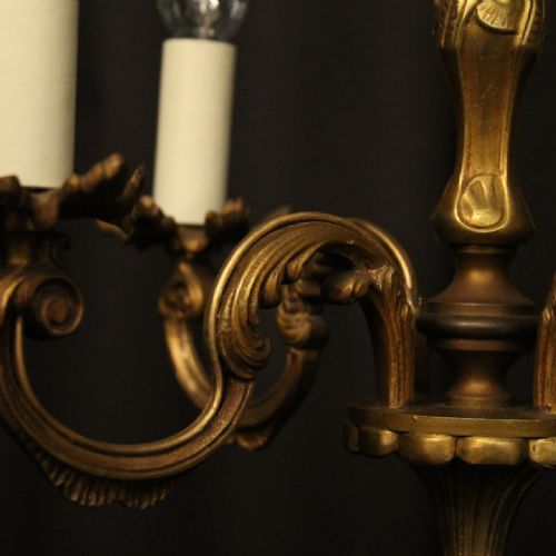 FRENCH GILDED BRONZE 4 LIGHT ANTIQUE CHANDELIER - ADDITIONAL PHOTO 8
