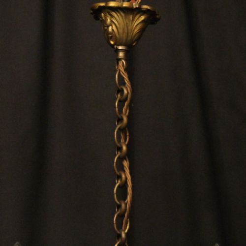 FRENCH GILDED BRONZE 4 LIGHT ANTIQUE CHANDELIER - ADDITIONAL PHOTO 9