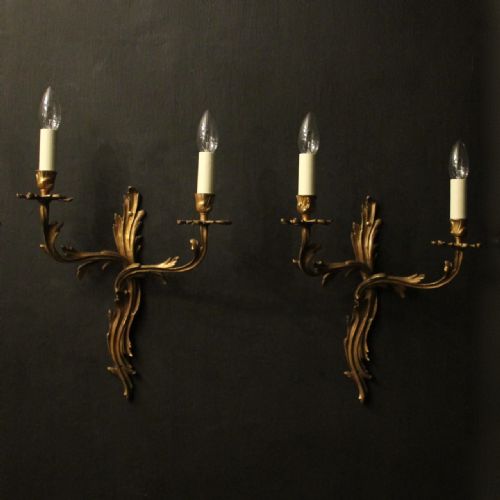 french pair of bronze antique wall sconces - CATEGORY: ANTIQUE LIGHTING - DATED 1900