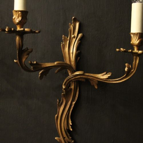 FRENCH PAIR OF BRONZE ANTIQUE WALL SCONCES - ADDITIONAL PHOTO 3