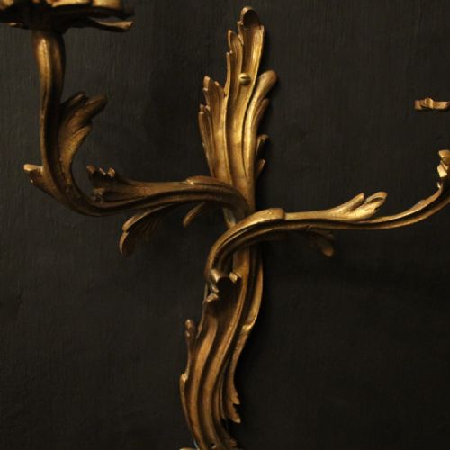 FRENCH PAIR OF BRONZE ANTIQUE WALL SCONCES - ADDITIONAL PHOTO 4