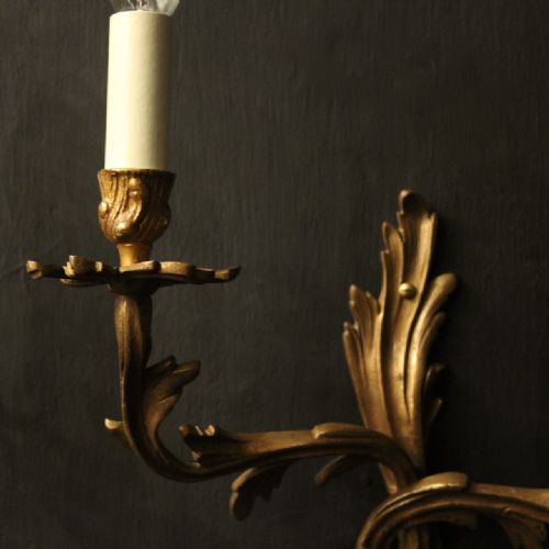 FRENCH PAIR OF BRONZE ANTIQUE WALL SCONCES - ADDITIONAL PHOTO 7