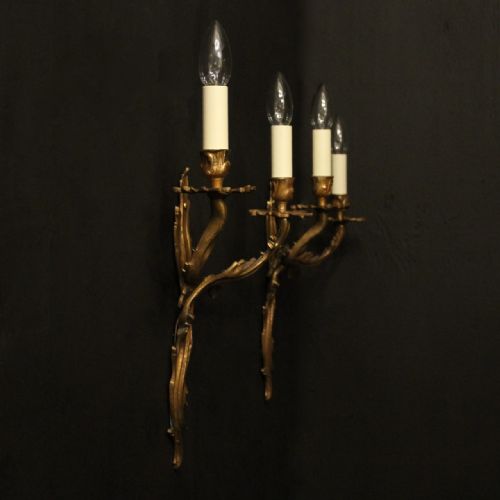 FRENCH PAIR OF BRONZE ANTIQUE WALL SCONCES - ADDITIONAL PHOTO 9