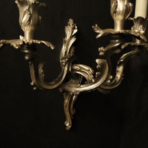 FRENCH SILVER GILDED BRONZE ANTIQUE WALL SCONCES - ADDITIONAL PHOTO 5