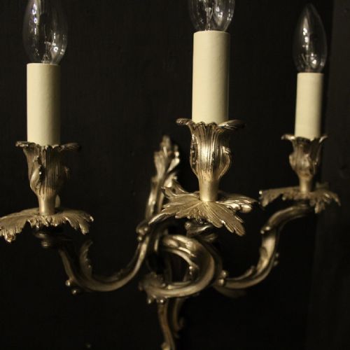 FRENCH SILVER GILDED BRONZE ANTIQUE WALL SCONCES - ADDITIONAL PHOTO 7