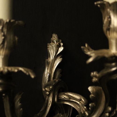 FRENCH SILVER GILDED BRONZE ANTIQUE WALL SCONCES - ADDITIONAL PHOTO 8