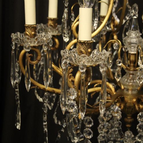FRENCH GILDED BRONZE CRYSTAL CAGE ANTIQUE CHANDELIER - ADDITIONAL PHOTO 4