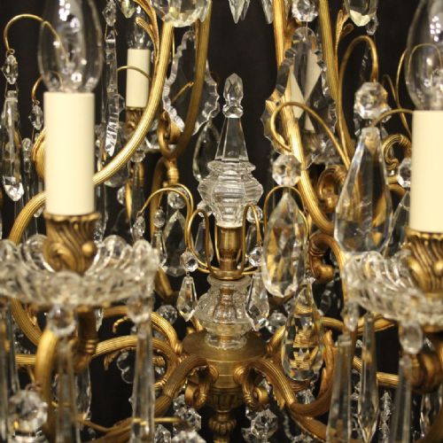 FRENCH GILDED BRONZE CRYSTAL CAGE ANTIQUE CHANDELIER - ADDITIONAL PHOTO 8