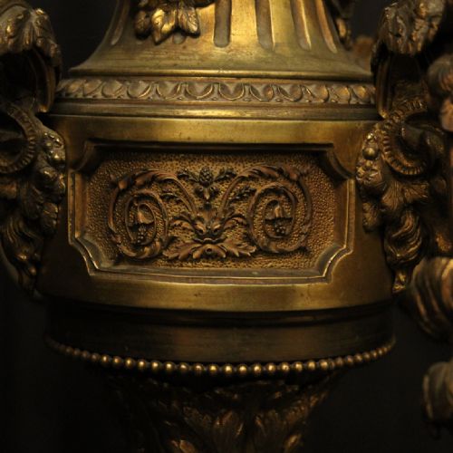 FRENCH 19TH CENTURY GILDED BRONZE 6 LIGHT ANTIQUE CHANDELIER - ADDITIONAL PHOTO 7
