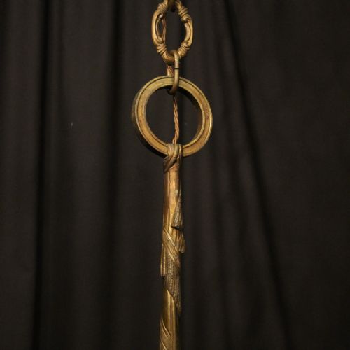 FRENCH 19TH CENTURY GILDED BRONZE 6 LIGHT ANTIQUE CHANDELIER - ADDITIONAL PHOTO 8