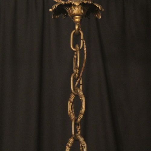 FRENCH 19TH CENTURY GILDED BRONZE 6 LIGHT ANTIQUE CHANDELIER - ADDITIONAL PHOTO 9