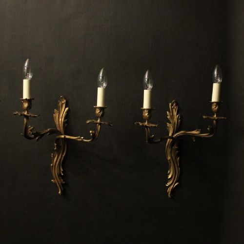 french pair of bronze antique wall sconces - CATEGORY: ANTIQUE LIGHTING - DATED 19TH CENTURY