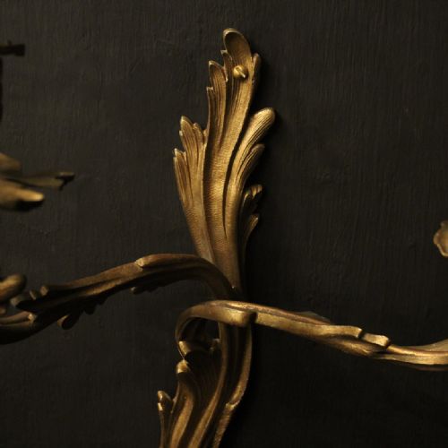 FRENCH PAIR OF BRONZE ANTIQUE WALL SCONCES - ADDITIONAL PHOTO 2