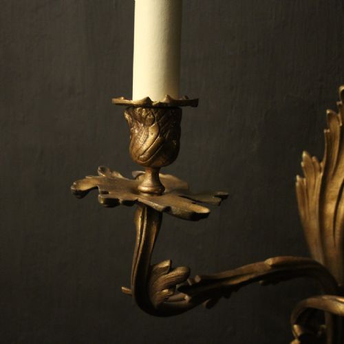 FRENCH PAIR OF BRONZE ANTIQUE WALL SCONCES - ADDITIONAL PHOTO 3