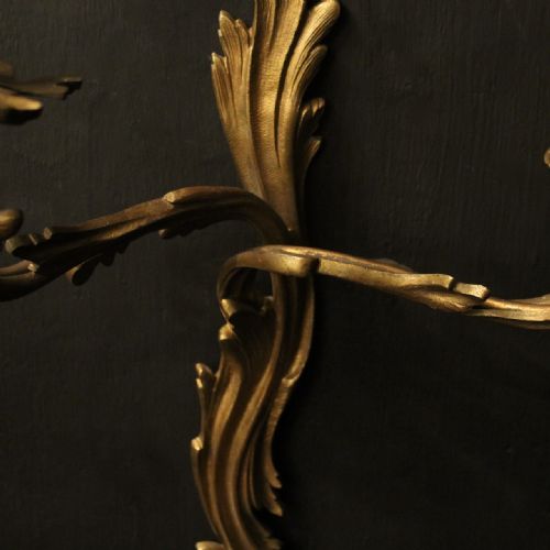 FRENCH PAIR OF BRONZE ANTIQUE WALL SCONCES - ADDITIONAL PHOTO 4