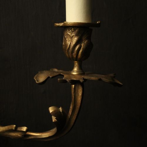 FRENCH PAIR OF BRONZE ANTIQUE WALL SCONCES - ADDITIONAL PHOTO 5